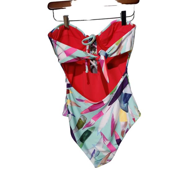 NWOT Mara Hoffman Sz S Marimba Lattice One Piece Swimsuit Strapless Cut Out - Picture 8 of 8